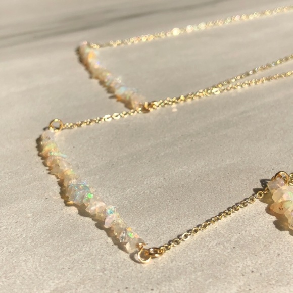 Raw Opal Dainty 14K Gold Boho Necklace - Picture 2 of 6